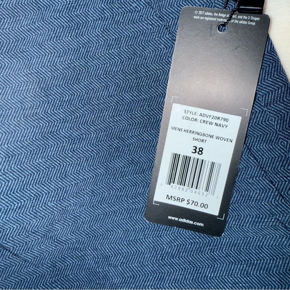 Adidas Men's Navy Herringbone Shorts - Picture 6 of 7